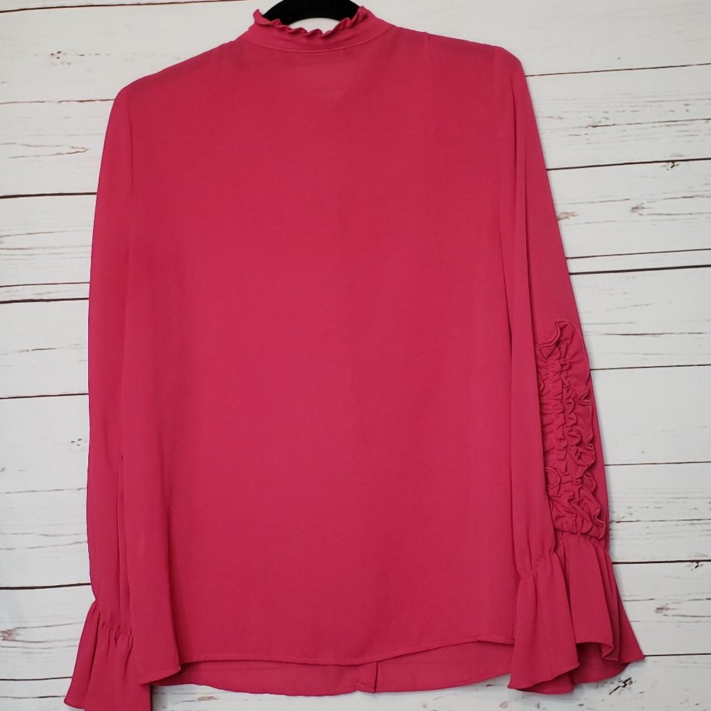 Zara Basic Pink Ruffle Sleeve Button Down Shirt - image 2
